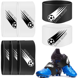 Jecery 10 Pieces Soccer Cleat Lace Cover Soccer Shoe Band Youth Adult Protector Elastic Shoe Laces Rubber Shoe Covers(Kid Size,Black White)