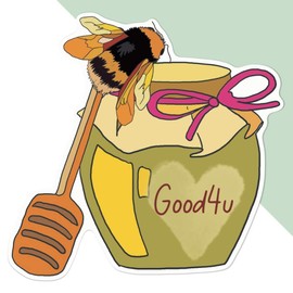 Large 210mm 'Honey Pot & Bee Heart' Permanent Sticker Decal for Cars/Windows/Bins/Walls etc (DW00105142)