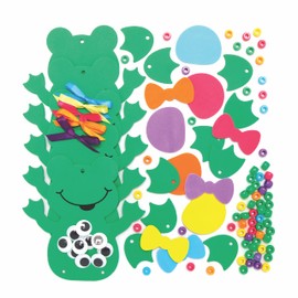 Baker Ross AX838 Fun Frog Bead Decoration Kits - Pack of 5, Bead Art and Craft Supplies for Kids to Make and Decorate