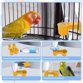 kathson 20 Pcs Bird Drinker Feeder Plastic Soda Pop Water Bottle Cup Ideal for Chicken Pigeons Birds Feeder Trough Animal Feeding Accessories(Yellow)