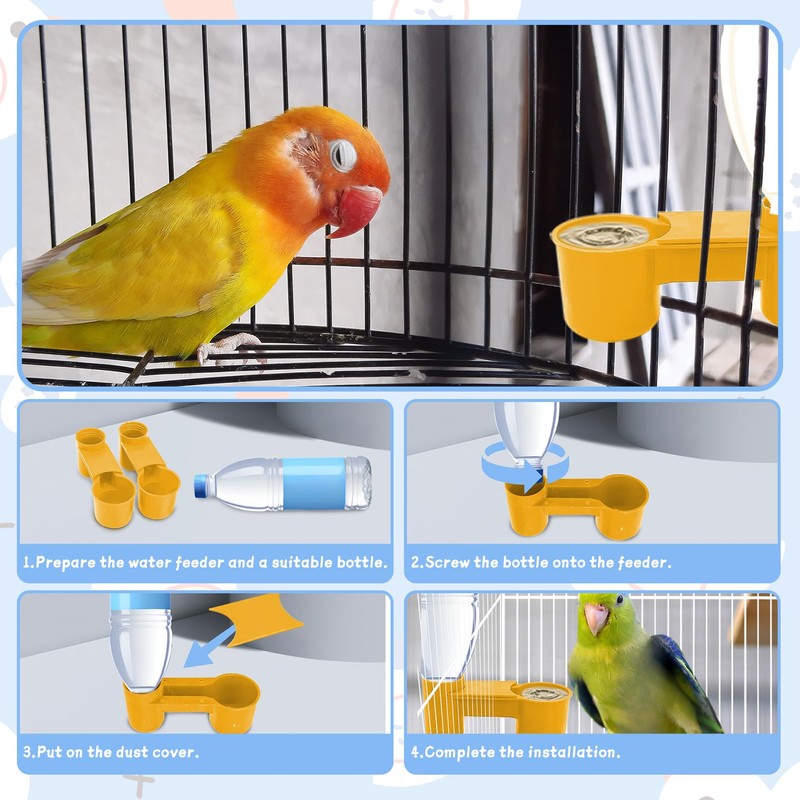 kathson 20 Pcs Bird Drinker Feeder Plastic Soda Pop Water