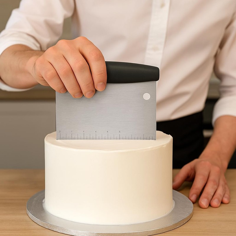 Stainless Steel Dough Scraper with Cover – Versatile Kitchen Tool,