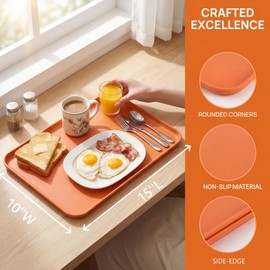 Lyellfe 8 Pack Fast Food Serving Tray, 15 by 10-Inch Wheat Straw Cafeteria Tray, Colorful Restaurant Serving Trays, Rectangular Serving Platter for Party, Home, School, Restaurant