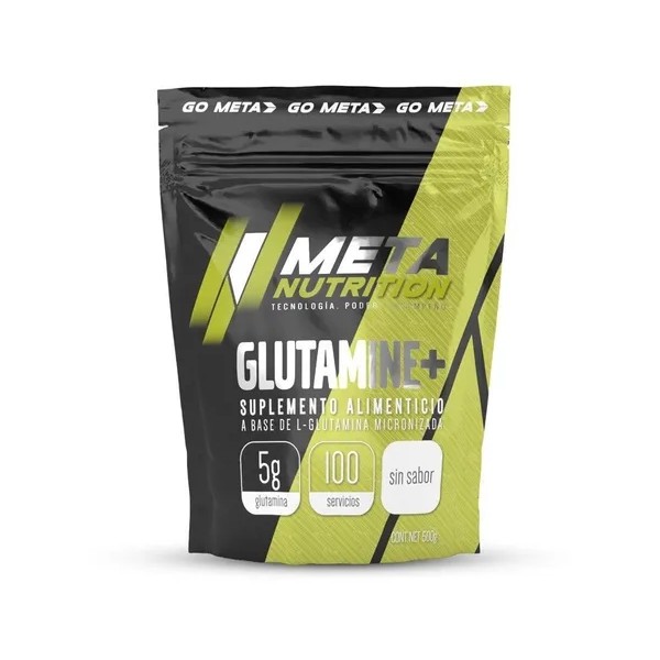 Meta Nutrition Glutamina 500 Gramos 100 Porciones Sabor Sin sabor