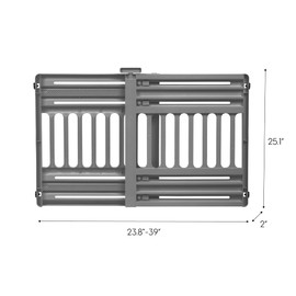 IRIS USA 24"-39" Dog Gate, Adjustable Indoor Pet Barrier, Pet Gate for Puppy, Small Dog, Cat, Easy Twist-to-Lock for Doorways & Stairs, Portable, Expandable, 25" Tall, Gray