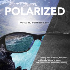 MAXJULI Polarized Sports Sunglasses for Men Women Tr90 Frame for Running Fishing Baseball Driving (Black/Blue)