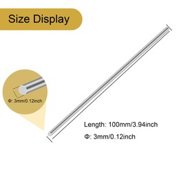 LAVMHAB 304 Stainless Steel Round Rods 3mm x 100mm, Solid Steel Shaft Rods Bar for DIY Crafts Models (4pcs)