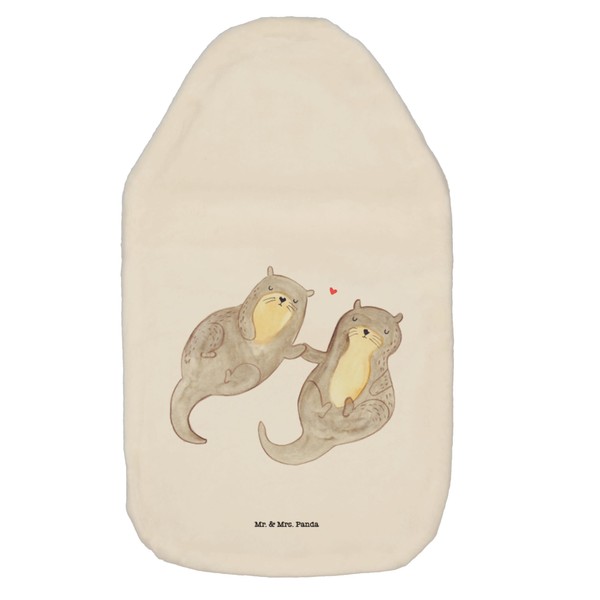 Mr. & Mrs. Panda Hot Water Bottle Otter Hand-Holding - Gift, Romantic, Fish Otter, Otter Sea Otter, Sea Otter, Heat Cushion, Happy