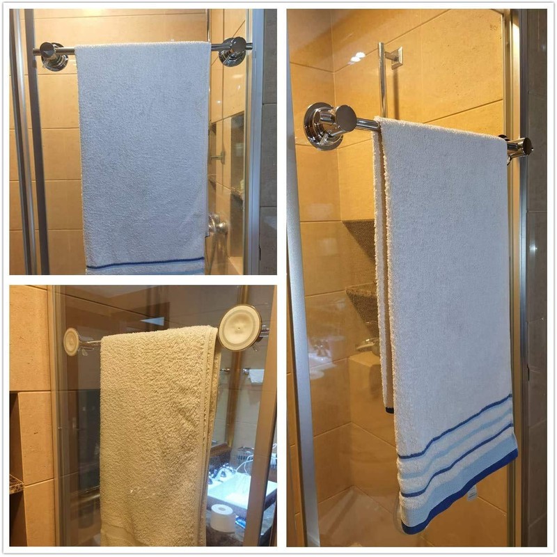 JiePai 24 inch Suction Cup Towel Bar,Towel Racks for Bath,Brushed