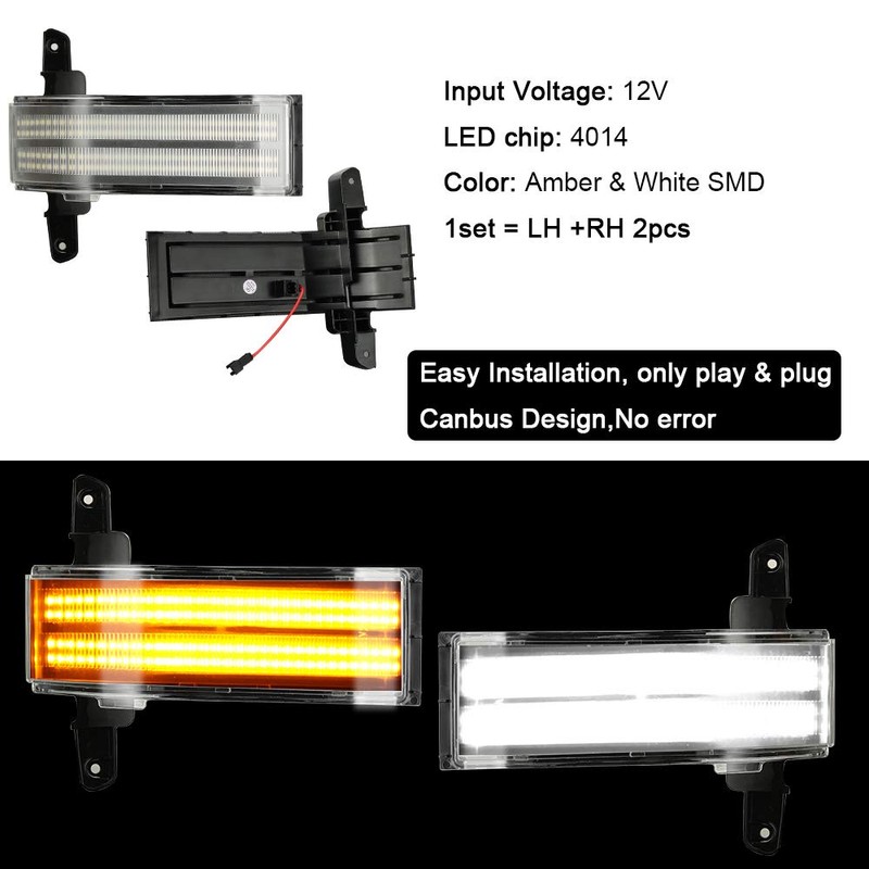 ROCCS Flashing Turn Signal Lights White DRL LED Side Tow