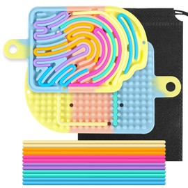 XAXAPOOBAG Sensory Activity Board - Double-Sided Silicone Fidget Toy, Ice-Cream Colored Board Busy Board for Anxiety, Stress, Calming, ADHD & Autism, Toys for Kid 3-12 Boys Girls and Adults