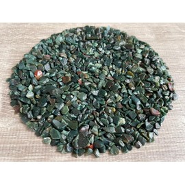 Bloodstone Chips – Natural Mini Bloodstone Stones, Crushed Undrilled Bloodstone, Semi-Tumbled Genuine Bloodstone (1 lb Bulk)