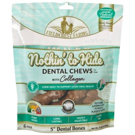 Fieldcrest Farms Nothing to Hide All Natural Rawhide Alternative Dental Bones Dog Chews - & Magnet, Plant Based Tough Aggrssive Bone Chews Great for Dental Health (Medium)