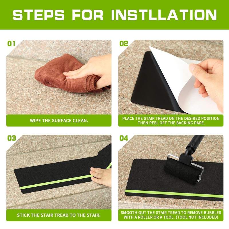 10-Pack Outdoor Stair Treads Non-Slip 6" x 24",Dark
