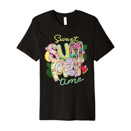Sweet Summertime Floral Leopard Watermelon Fun Vacation Cute Premium T-Shirt