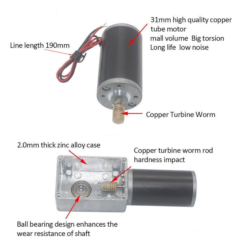 Speed Reduce Electric Gearbox Motor Reversible Worm Gear Motor 8mm