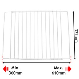 SPARES2GO Fridge Shelf Compatible with Amica Refrigerator Freezer (White, Adjustable, Plastic Coated, Extendable Arms)