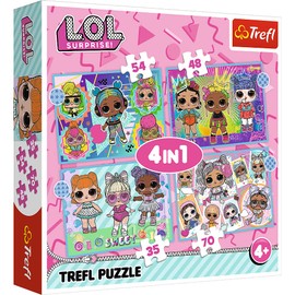 Tréfl - L.O.L. Surprise, Rencontrez les poupées - Puzzle 4en1, 4 puzzles, de 35 à 70 pieces - Puzzles for the Petits fans de Poupées L.O.L., Divertissement, pour les Enfants à partir de 4 ans