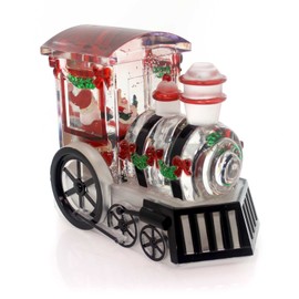 Roman Confetti Santa Claus Train LED Light-up 6 x 7 Inch Table Top Glitterdome