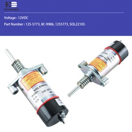 125-5773 Fuel Shut Off Solenoid 8C-9986 1255773 SOL22103 for Caterpillar Engine SR4 3204 3304 3304B 3306 3306B 3306C 3406C 3406B 3306B HT400-2 Terminals 12VDC