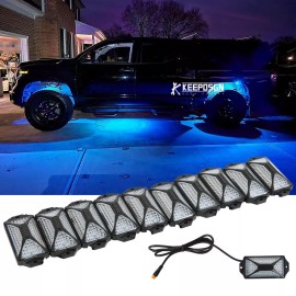 KEEPDSGN 10 Pods RGB LED Rock Lights Kit Underbody Neon Music Lights For Toyota Tundra