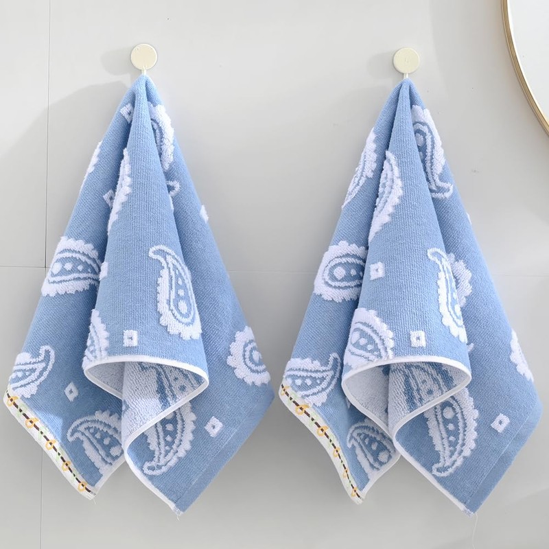 sense gnosis Blue Paisley Pattren Jacquard Hand Towels 100% Cotton