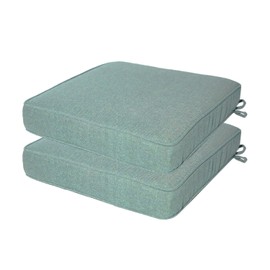ZSLUKEJJ 18"x18"x3" Square Chair Cushion Set of 2, Waterproof Cushions for Dining Chairs with Ties, Fade Resistant & Comfortable Seat Pads for Couch, Blue Green