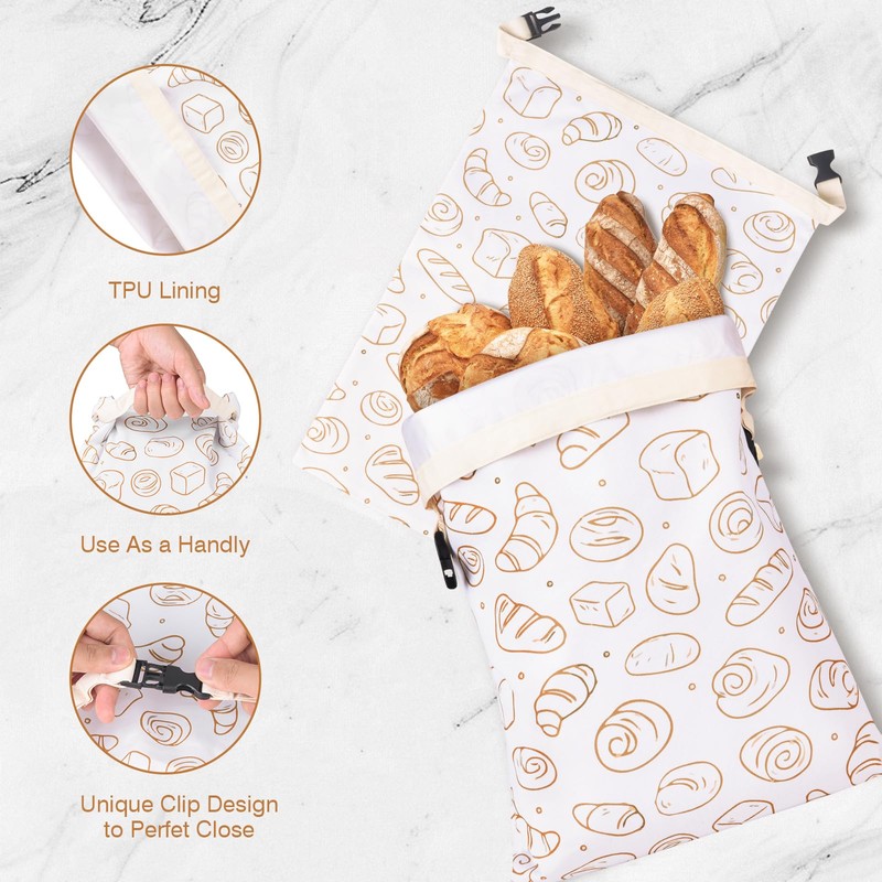 LAKE OF FIRE Bread Bags, 2 Reusable TPU Food Storage