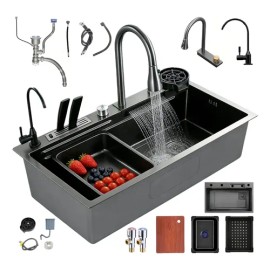 Tarja Fregadero De Cocina De Cascada Acero Inoxidable 80*45