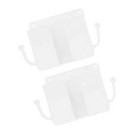 Operitacx 2pcs Wall Mount Remote Organizer Cellphone Holder Punch Bedside Shelf for Living Room Kitchen Office Convenient Storage for Phones Remotes Cables and Accessories