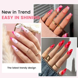 Gel Nail Polish Kit with U V Light, Hema-Free Bright Red Light Baby Pink Violet Pink Summer Gel Polish Set with Base & Top Coat Chrome Nail Powder, 4 Colors Mini Salon Nail Art Starter Gift for Women