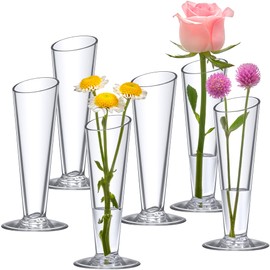 Amazing Abby - Vanessa - 6-Pack Acrylic Bud Vases, Plastic Flower Vases for Wedding Centerpieces, Home Decorations, Office Ornaments, Shatter-Proof, 5" (H)
