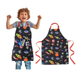Kids Apron - Space - Dual Pockets - chef kitchen cooking garden artist painting cleaning baking pottery gift boys girls