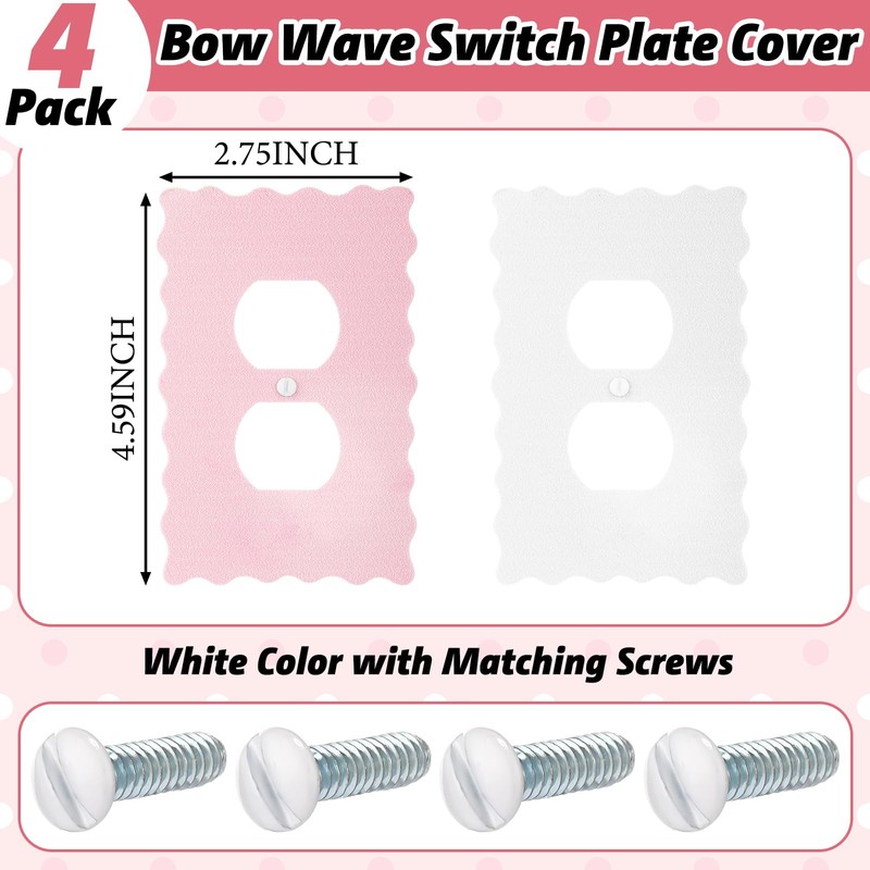 Relaxweex Pink Scalloped Duplex Outlet Covers Wall Plate Room Decor