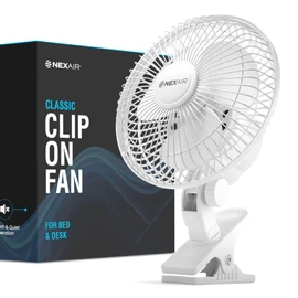NEXAIR 6-Inch Clip on Fan, 360 Degree Rotation, Two Speed Portable Clip Fan With Strong Clamp Grip, Quiet Operating Desk Fan Plug-in AC Made Of Durable Material, Great For Bedroom, Office, Living Room