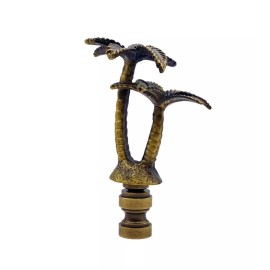 Lite Accents Lamp Finial-COCONUT PALM TREE-Aged Brass Finish, Highly detailed metal casting