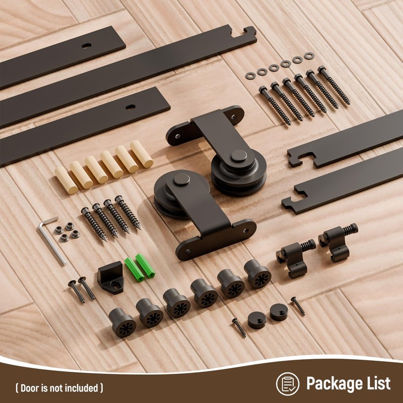 CCJH 5.5FT Sliding Barn Door Hardware Kit Heavy Duty Smoothly