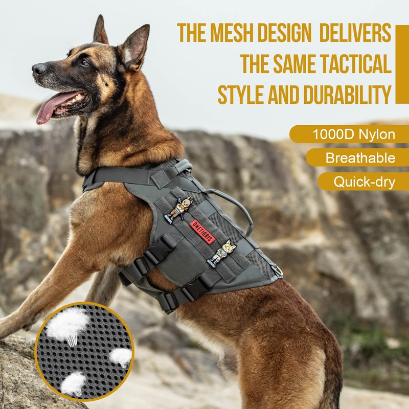 OneTigris AIRE Mesh Tactical Dog Harness,Summer Cool&Refreshing Mesh Design Service