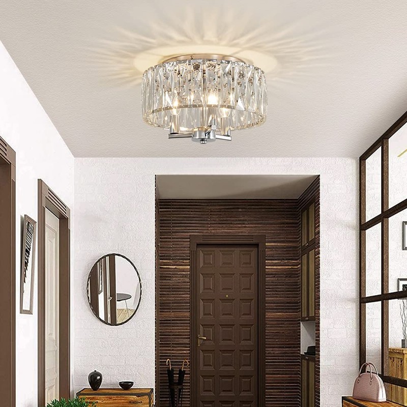 AGV LIGHTING CL002C K9 Crystal Flush Mount Ceiling Light Fixture,