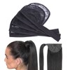 5 Pack Ponytail Extension Lace Base Hook and Loop Ponytail