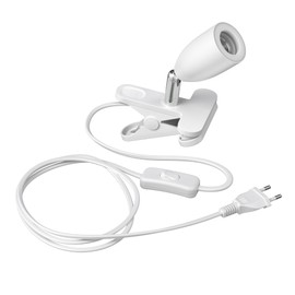 ledscom.de LIK Clamp Light, Matte White, 1x E27 Max. 60 W, Clamp Lighting, Desk Light, Rubber Mounting, Scratch-Free, Accent Lighting, Flexspot, Residue-Free, Reading Light, Bed Light
