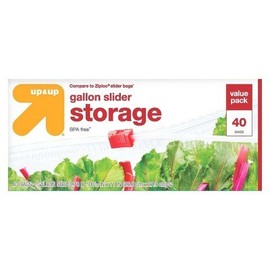 Slider Gallon Storage Bags - 40ct - up&up153 (Compare to Ziploc174; Slider Bags) Clear