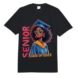 Class of 2025 Senior Afro Black Girl Boys Graduation Design Comfort Colors Adult Heavyweight T-Shirt