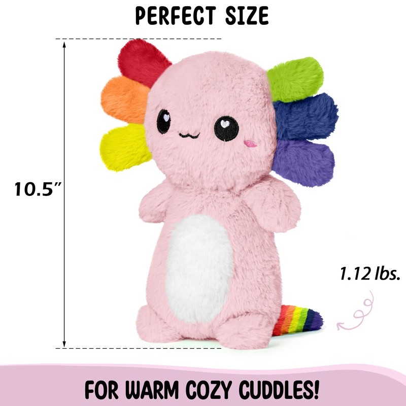 Rainbow Axolotl Microwavable 1.5 lbs Unscented Heating Pad for Women