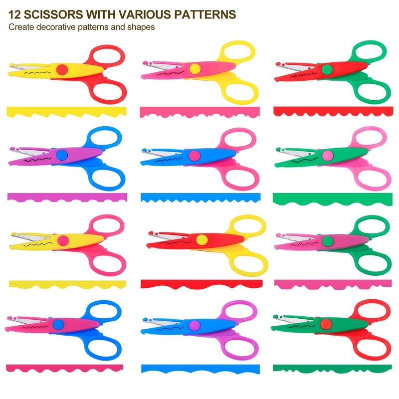 UCEC Craft Scissors Decorative Edge 12 Pack Crafting Scissors 5