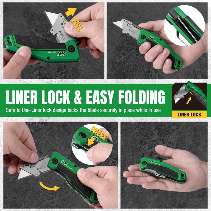 SK Folding Utility Knife with Additional Wire Cutter, Quick Change