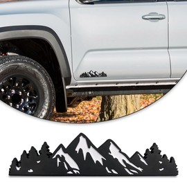 Zhizhong 10 Inch Snow Mountain Tree Emblem, Trunk Tailgate Mountains Graphic Badge fits for Car Truck Racing SUV Pickup RV (White Black)