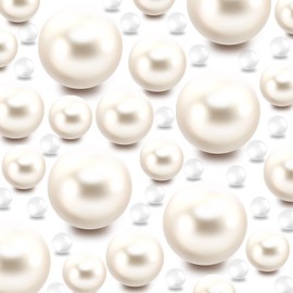 TMCLHXYNF 70Pieces Floating NO Hole Pearls and 500 Pieces Water Beads for Centerpiece Glass Vases,Floating Creamy White Pearls Beads for Tall Vase Filler Floating Candles for Wedding