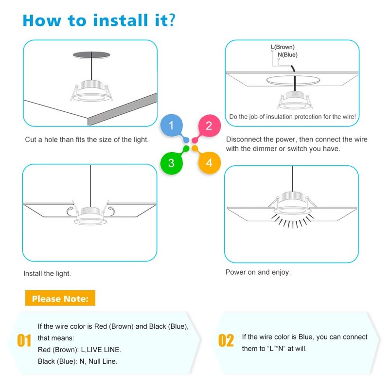 2 Inch LED Downlight, Recessed Lighting Dimmable Ceiling Light, 3W,