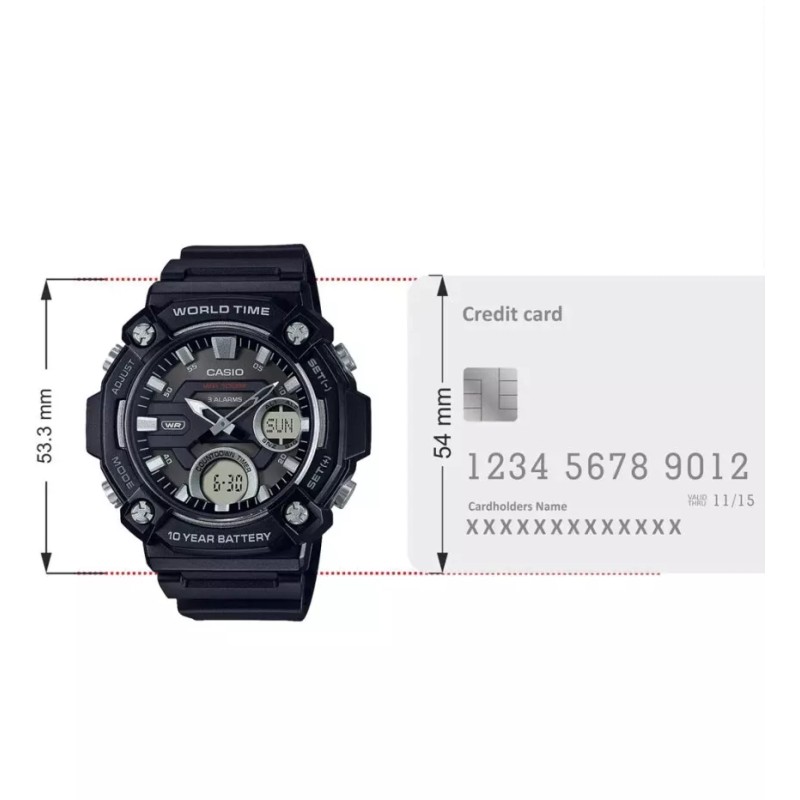 Casio AEQ120W-1AV, Digital/Analog